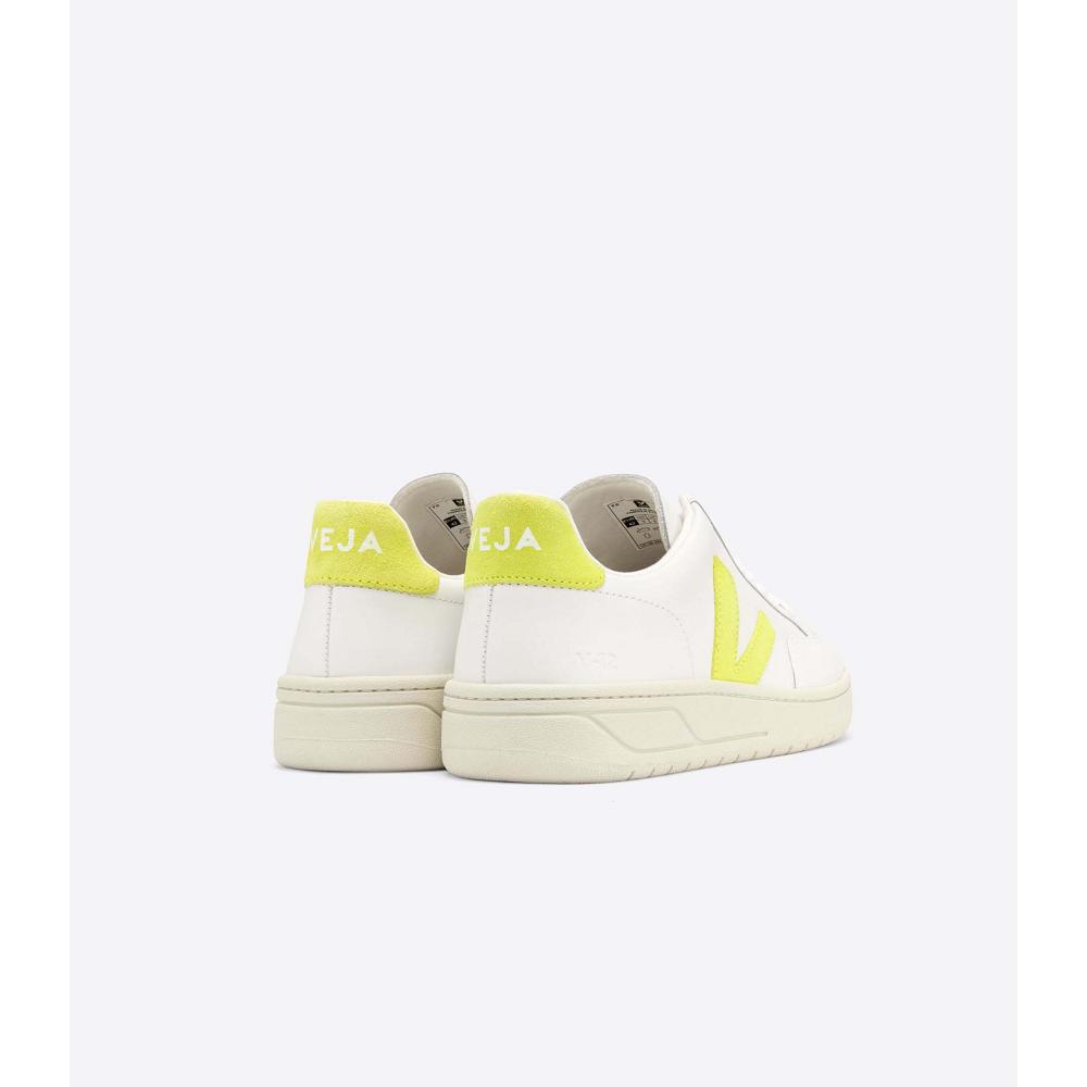 Veja V-12 LEATHER Women's Sneakers White/Mint | NZ 676DFM